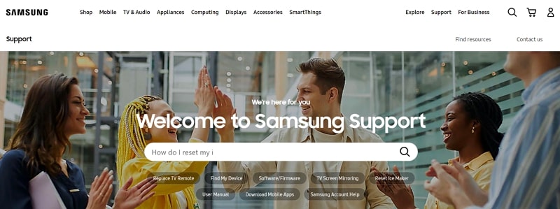 examples of help centers - samsung