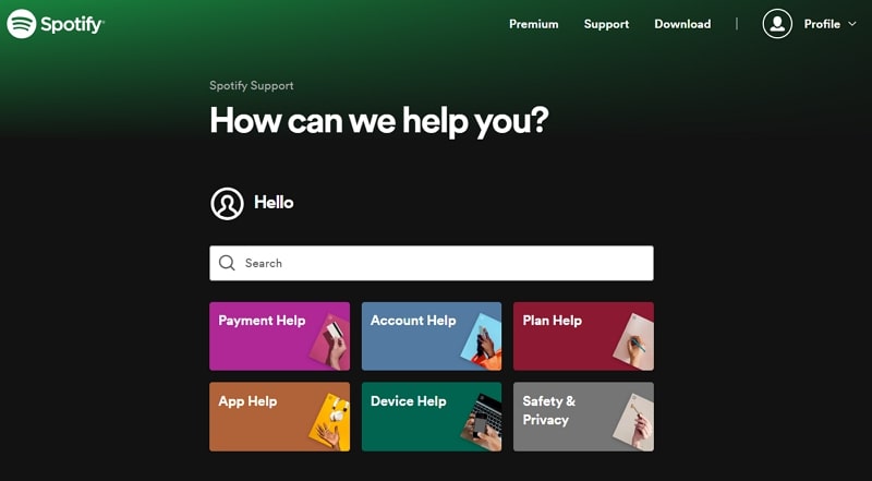 examples of the best help center - spotify
