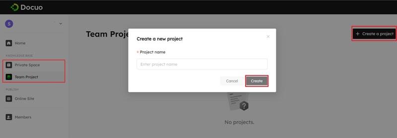 create new project with docuo
