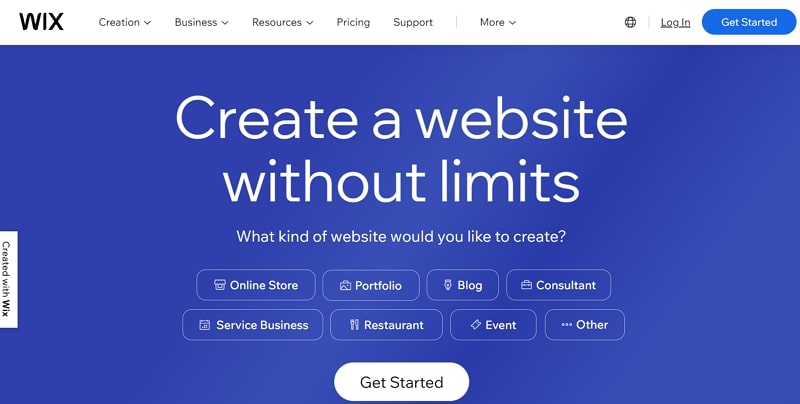 free website builder for small business - wix